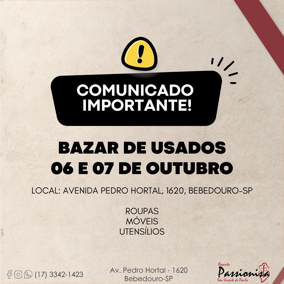 Vem pro nosso Bazar 